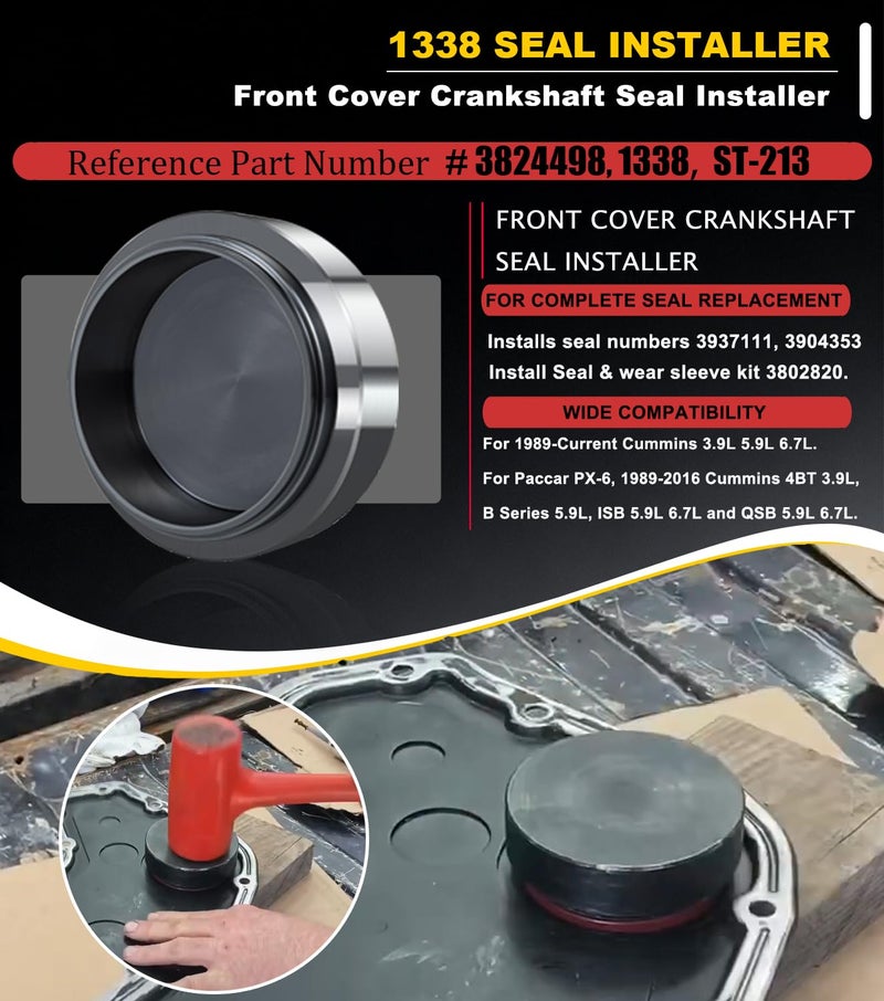Camoo 1338 Front Cover Crankshaft Seal Installer &5046 Wear Sleeve Installer Tool Kit For Dodge Cummins 3.9L 5.9L 6.7L Replace OE 1338/3824498, 5046/3824500 - Image 3